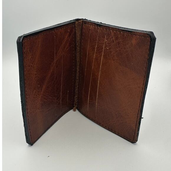 Oaxaca Mexico Handmade Brown Leather Unisex Slim Wallet - Picture 5 of 8